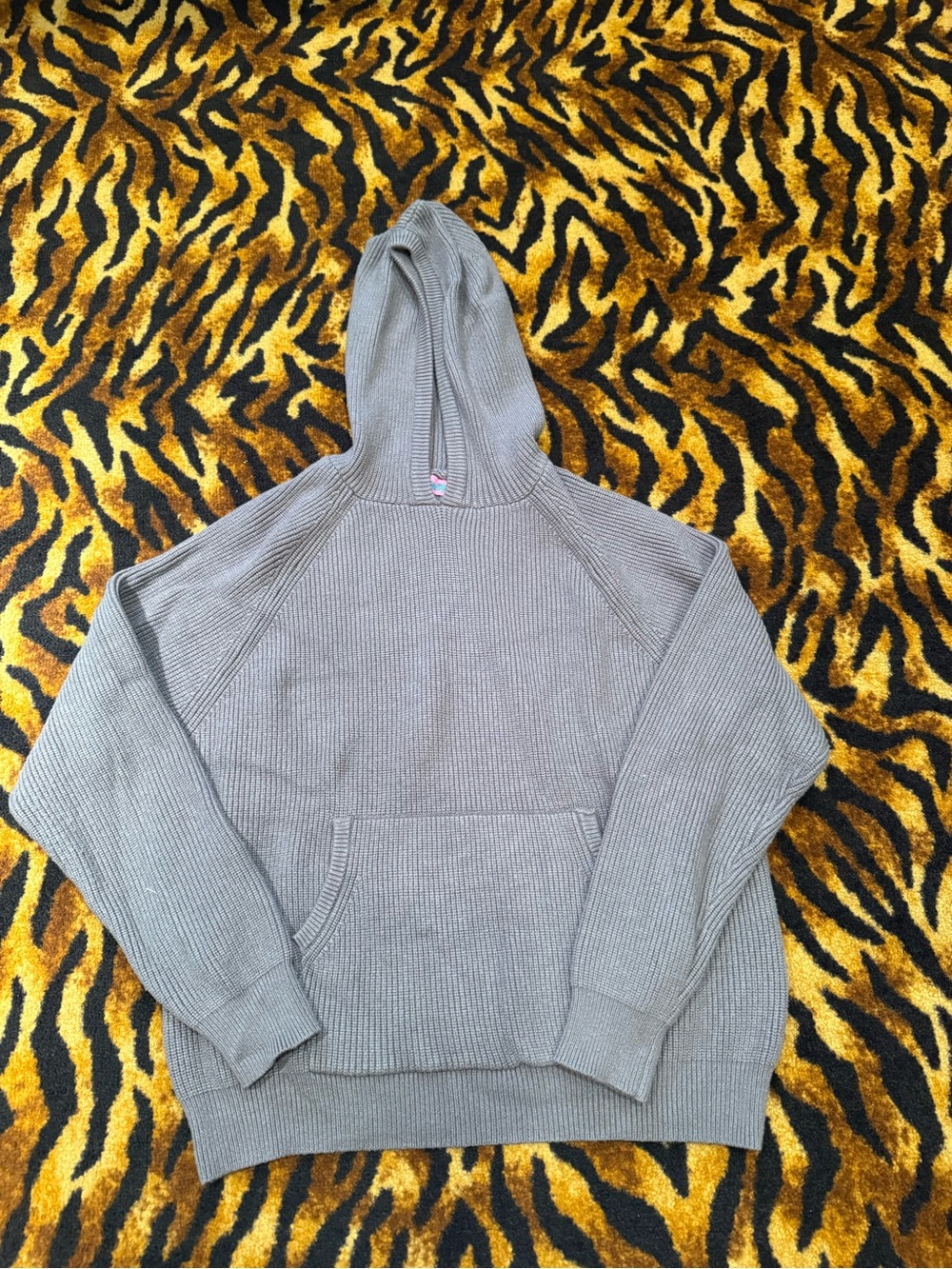 Edikted Light Gray Waffle-Knit Hooded Sweater